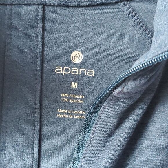 APANA YOGA QUARTER ZIP TOP VARIEGATED HEATHERED BLUE SIZE MEDIUM BACK VENT SLITS - Picture 3 of 9